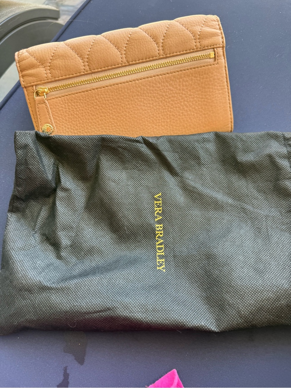Vera Bradley Tan Quilted Zip Wallet with Gold Hardware
